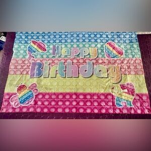 Happy Birthday Rainbow Pop-It Party Banner/Backdrop - Multicolor